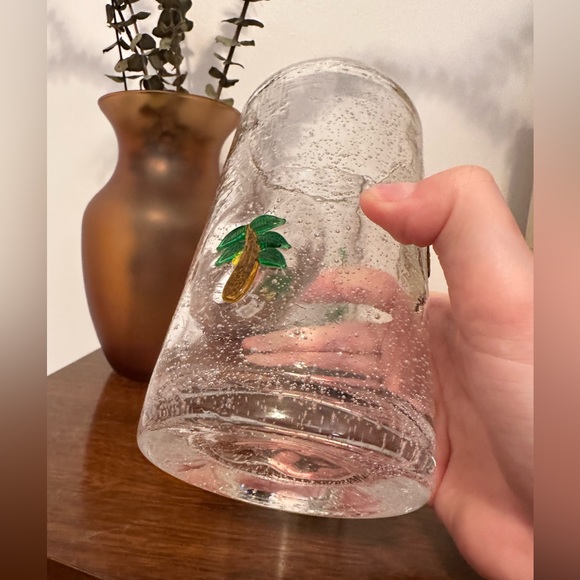 4 Handblown Palm Tree Mexican Juice Water Glass Set - Picture 4 of 5